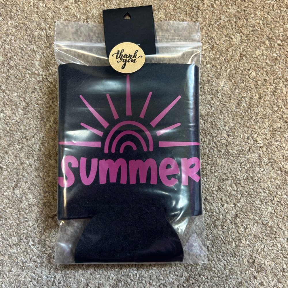 Black and Pink Summer Can Cooler
